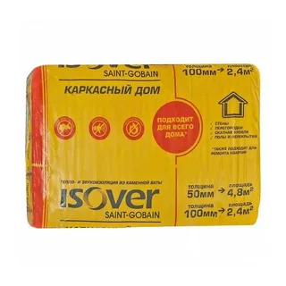             ИЗОВЕР Каркасный дом 100 (28 кг/м3) (1000х600х100х4 пл; 0,24 м3)