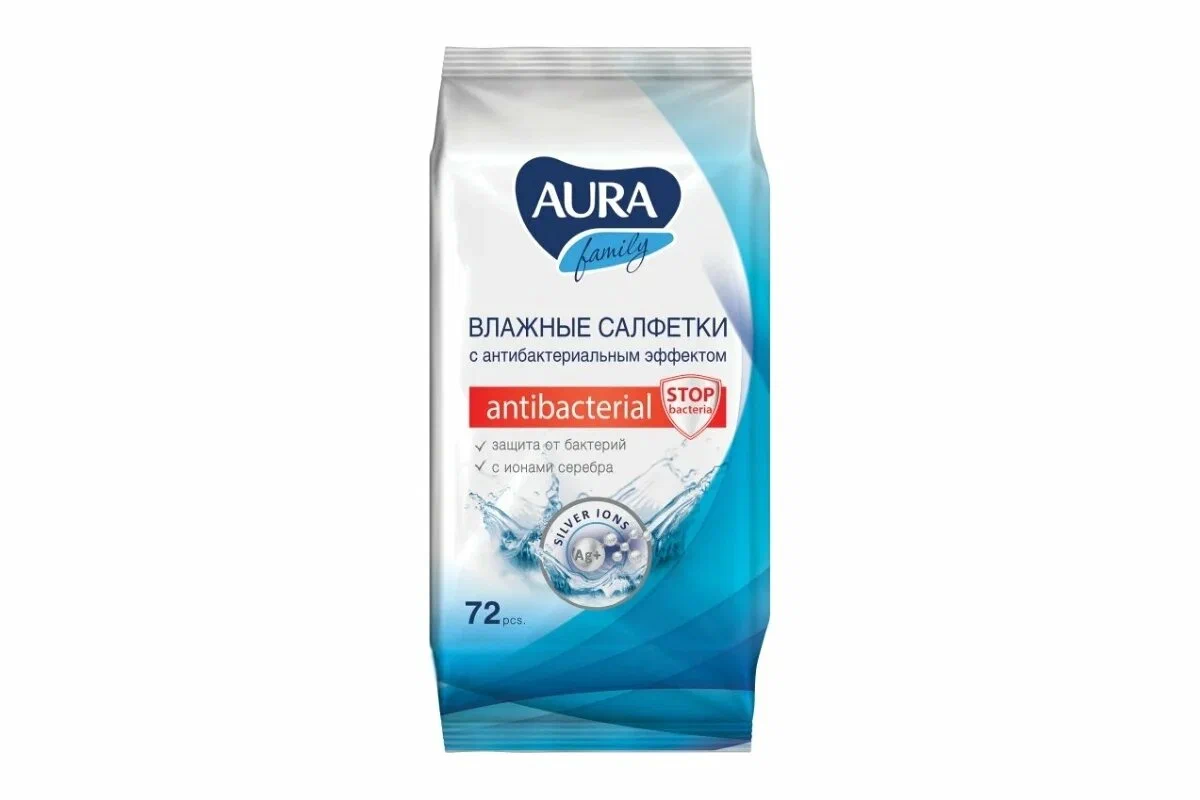 Салфетки влажные АУРА 72 шт антибак/12шт