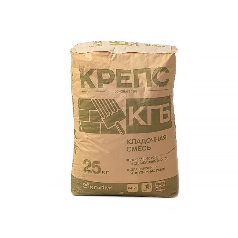 Кладочная смесь для блоков из ячеистого бетона КРЕПС КГБ для газобетона 25кг 1/56