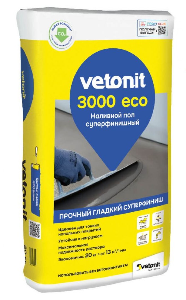             Быстротвердеющий наливной пол Финишный Вебер.Ветонит 3000 (0-5мм), 20кг 1/54