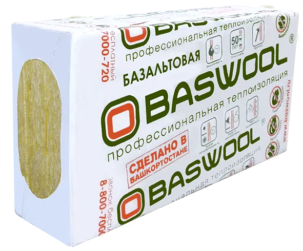         BASWOOL ВЕНТ ФАСАД - 70 (1200x600x50х6пл.) 0,216м3 упак/6,912м3 паллета/32 пачки