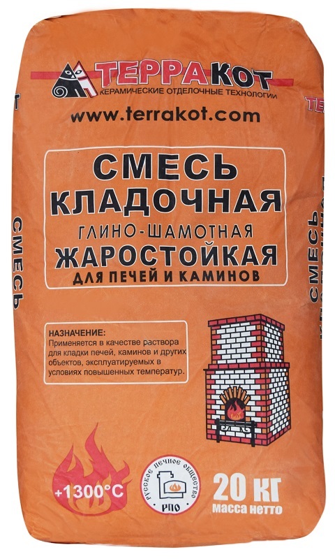 Смесь кладочная "Терракот" глино-шамотная 20 кг для каминов и печей