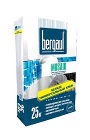 Клей белый для мозаики и прозрачной плитки Mosaik 25кг Bergauf 1/56